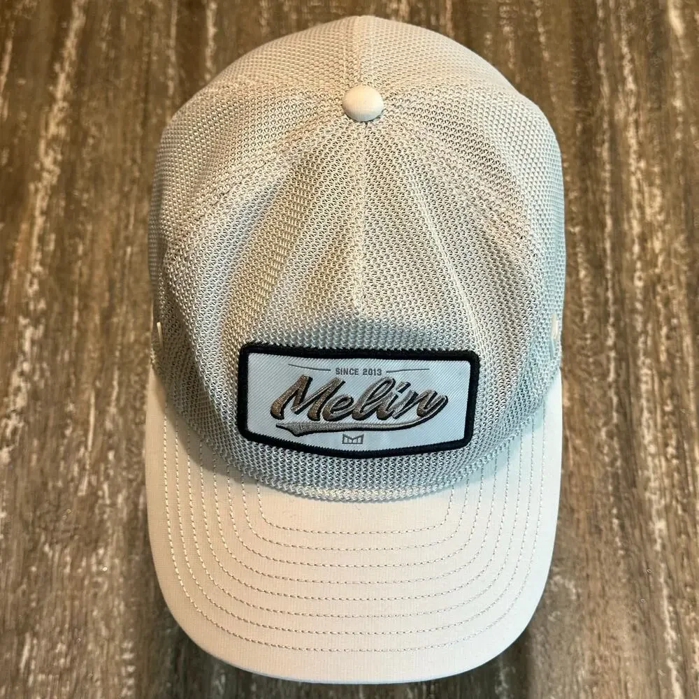 Melin Odysea Hydro Adventure Club SnapBack Hat Cream White Mesh Trucker Small